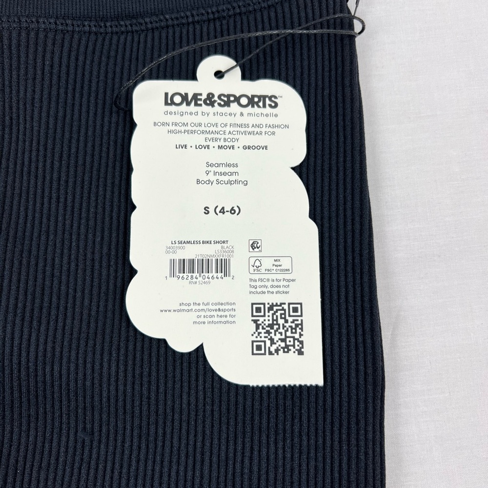 Love & Sports Ribbed Bike Shorts size S 4-6 color black - Picture 4 of 5